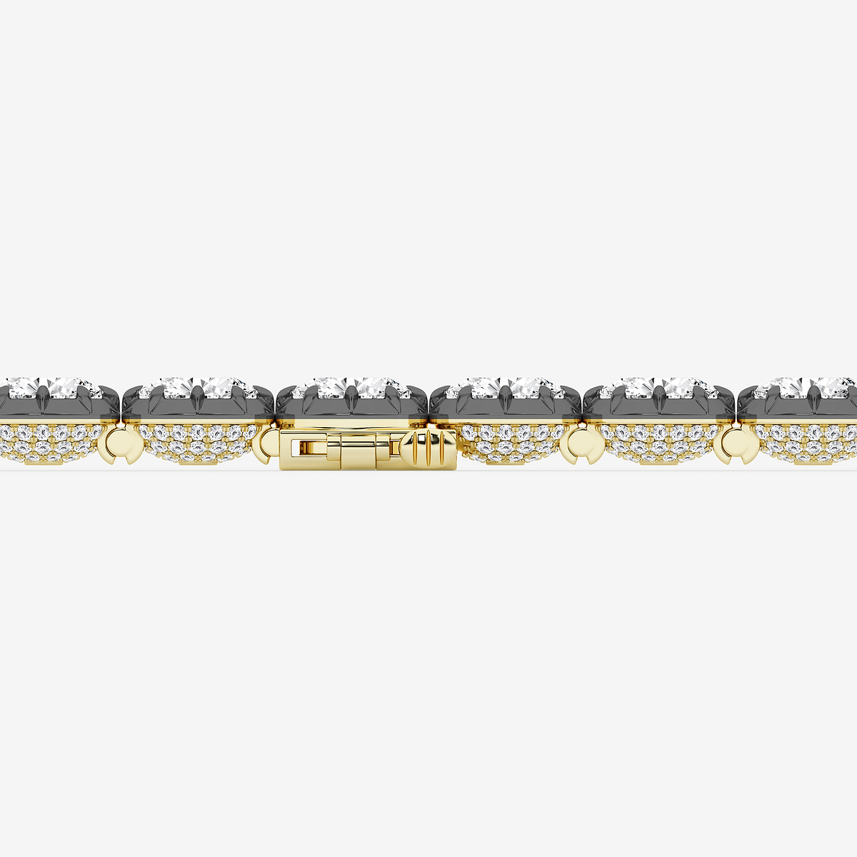 Additional Image 2 for  16 ctw Oval Lab Grown Diamond Georgian Prong Setting Statement Bracelet With Black Rhodium - 7 Inches