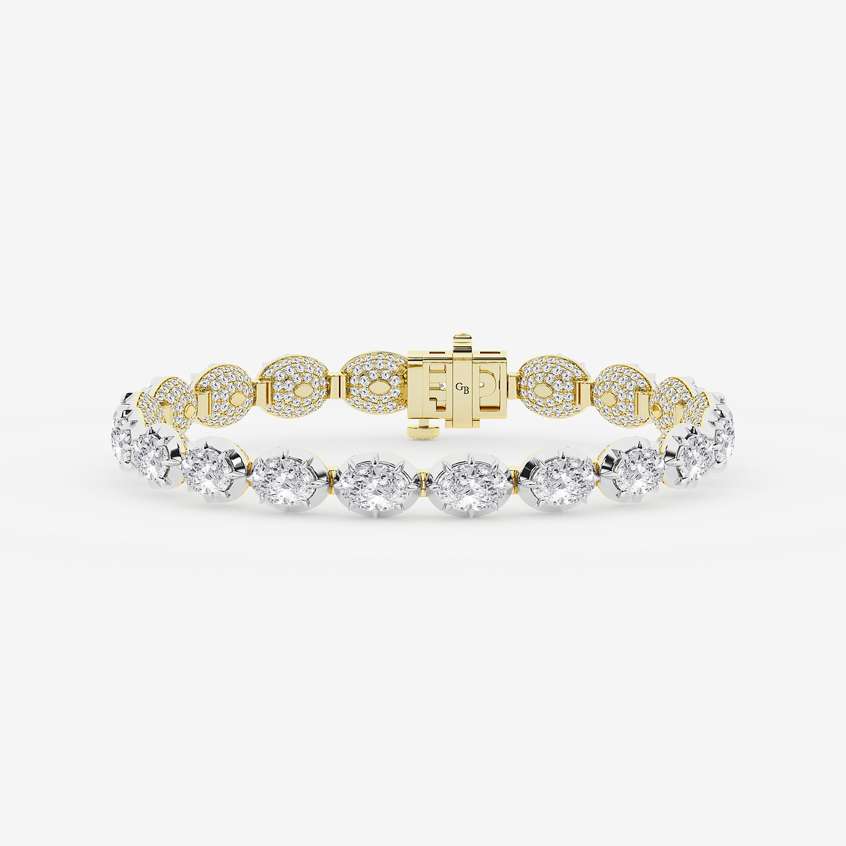 16 ctw Oval Lab Grown Diamond Georgian Prong Setting Statement Bracelet - 7 Inches