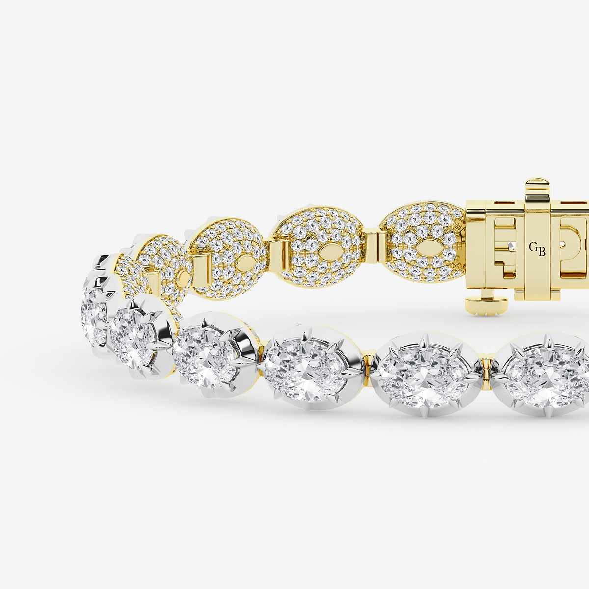 Additional Image 1 for  16 ctw Oval Lab Grown Diamond Georgian Prong Setting Statement Bracelet - 7 Inches