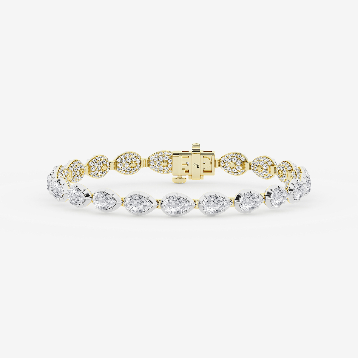 14 3/4 ctw Pear Lab Grown Diamond Georgian Prong Setting Statement Bracelet - 7 Inches