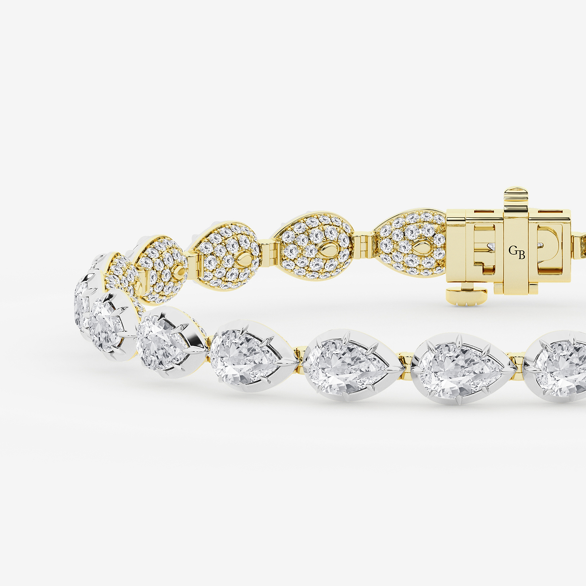 Additional Image 1 for  14 3/4 ctw Pear Lab Grown Diamond Georgian Prong Setting Statement Bracelet - 7 Inches