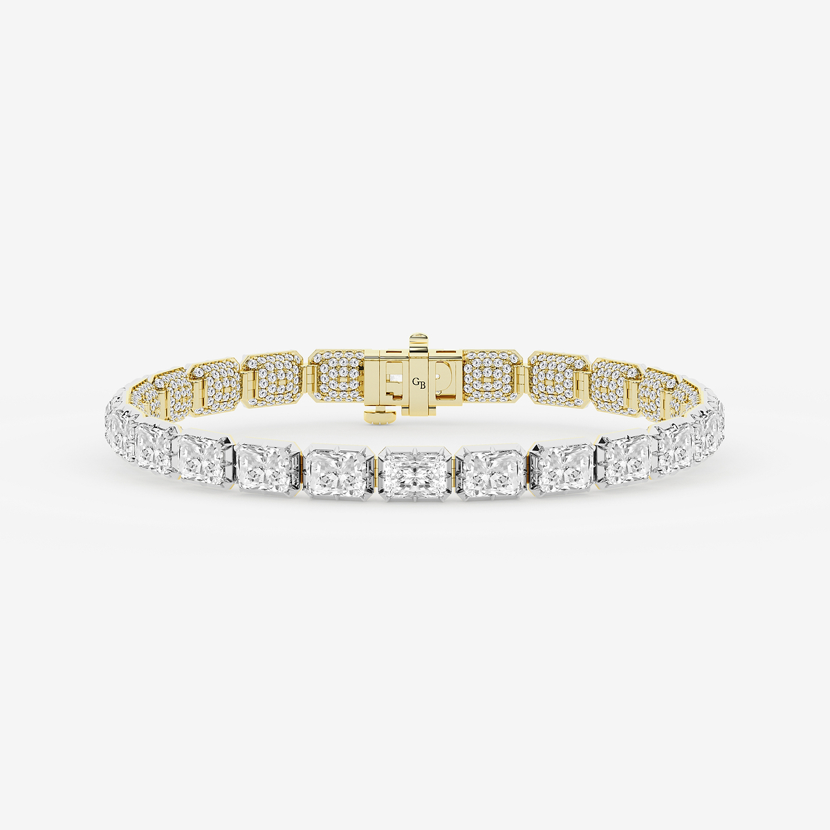 17 1/8 ctw Radiant Lab Grown Diamond Georgian Prong Setting Statement Bracelet - 7 Inches