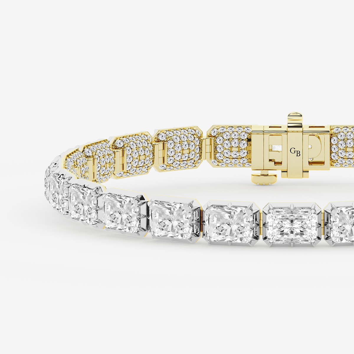Additional Image 1 for  17 1/8 ctw Radiant Lab Grown Diamond Georgian Prong Setting Statement Bracelet - 7 Inches