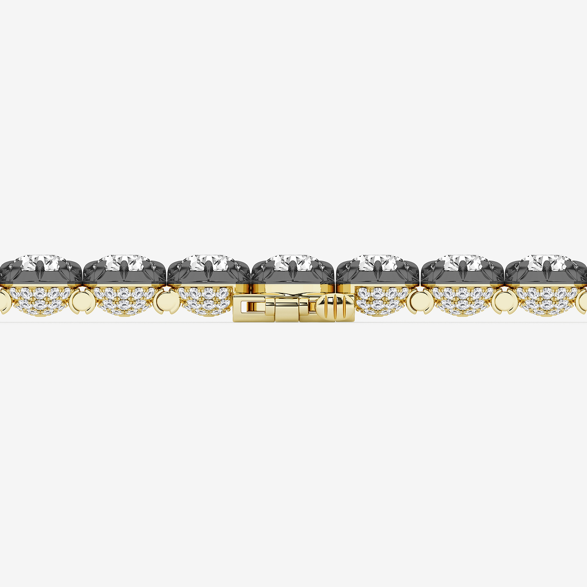Additional Image 2 for  18 3/4 ctw Round Lab Grown Diamond Georgian Prong Setting Statement Bracelet With Black Rhodium - 7 Inches
