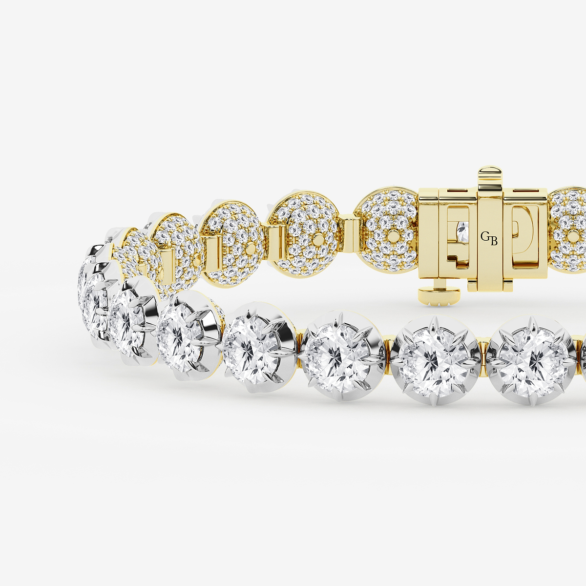 Additional Image 1 for  18 3/4 ctw Round Lab Grown Diamond Georgian Prong Setting Statement Bracelet - 7 Inches