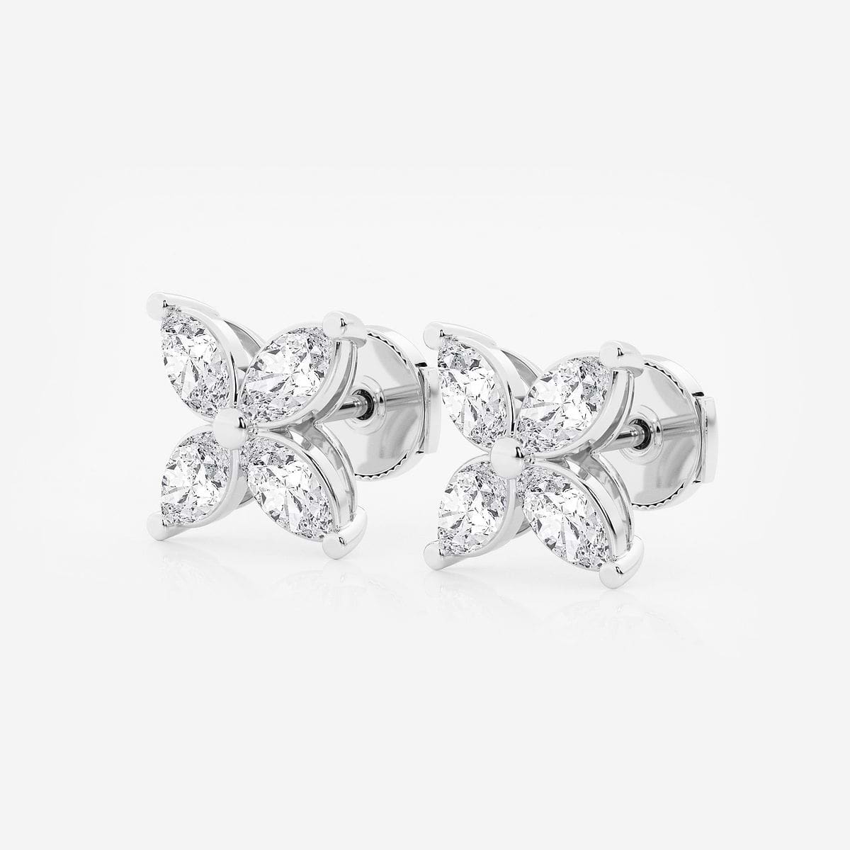 1 1/2 ctw Marquise Lab Grown Diamond Flower Stud Earrings Platinum, F, VS2
