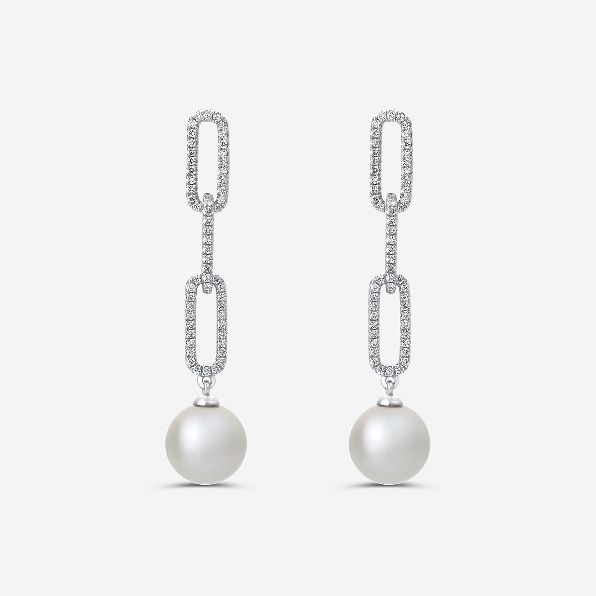9 mm Freshwater Pearl and 1/2 ctw Lab Grown Diamond Paperclip Earrings