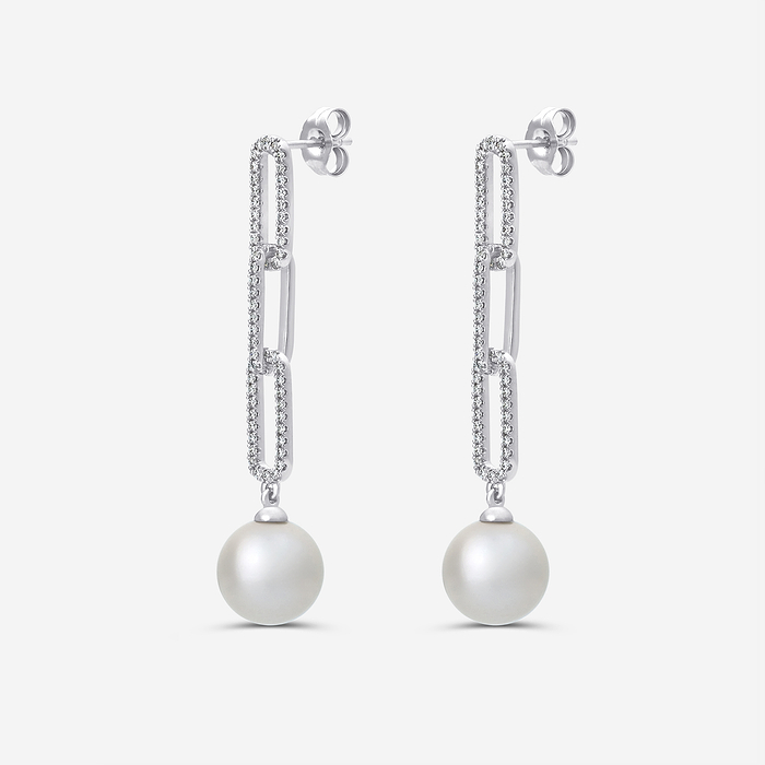 Freshwater Pearl Paperclip Earrings