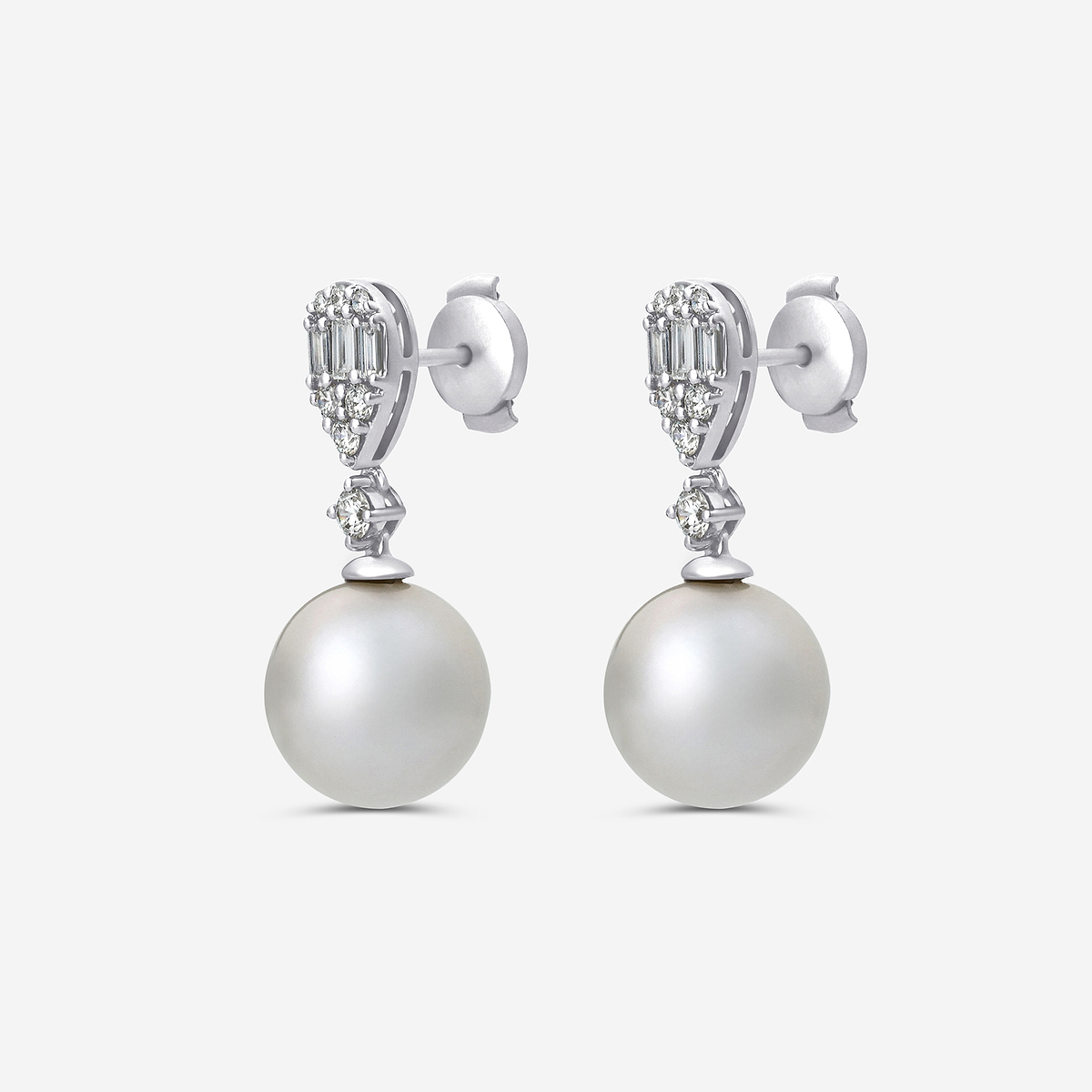 Additional Image 1 for  11 mm Freshwater Pearl and 1/2 ctw Lab Grown Diamond Drop Earrings