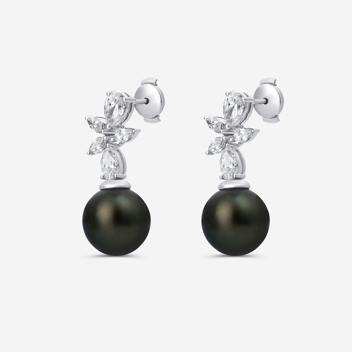 Additional Image 1 for  11 mm Tahitian Pearl with 2 ctw Lab Grown Diamond Drop Earrings
