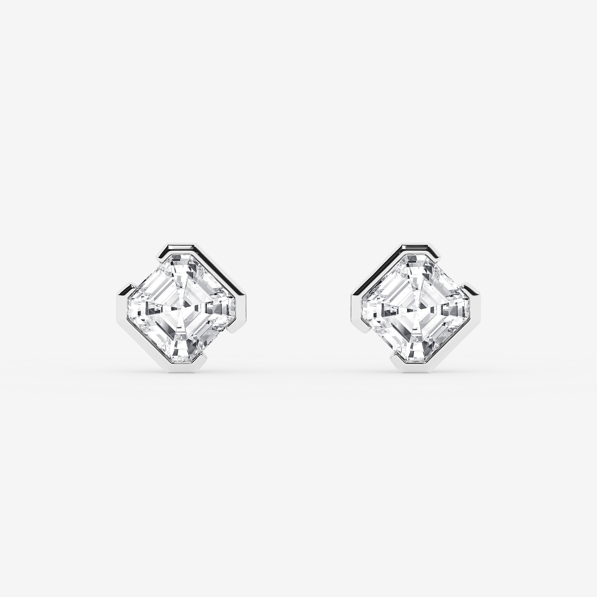 1 ctw Asscher Lab Grown Diamond Solitaire Stud Earrings