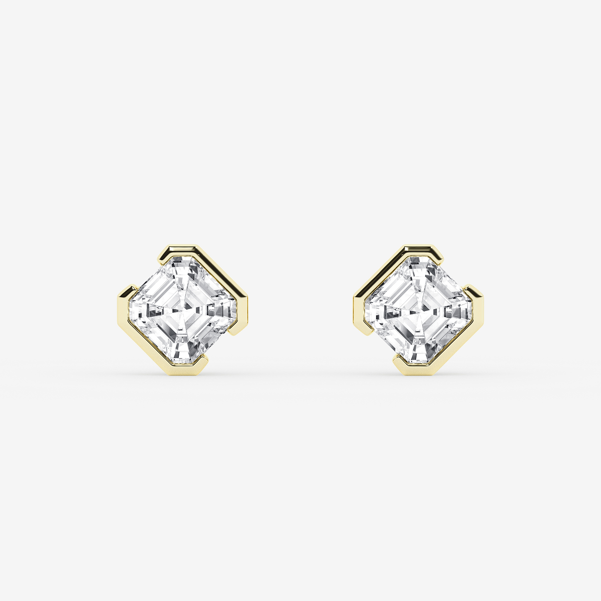 1 ctw Asscher Lab Grown Diamond Solitaire Stud Earrings