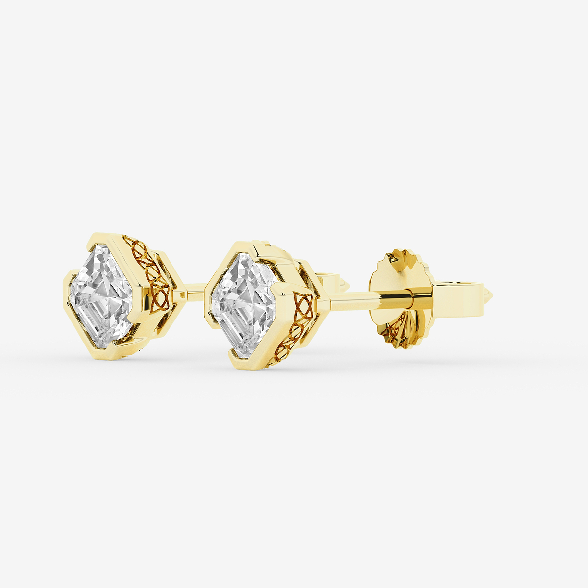 Additional Image 1 for  1 ctw Asscher Lab Grown Diamond Solitaire Stud Earrings