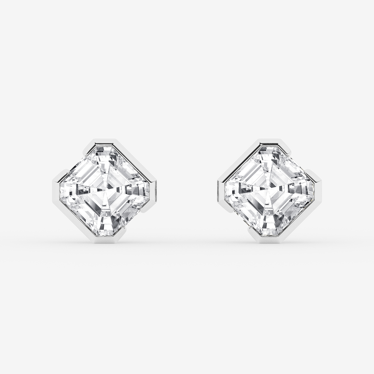 3 ctw Asscher Lab Grown Diamond Solitaire Stud Earrings