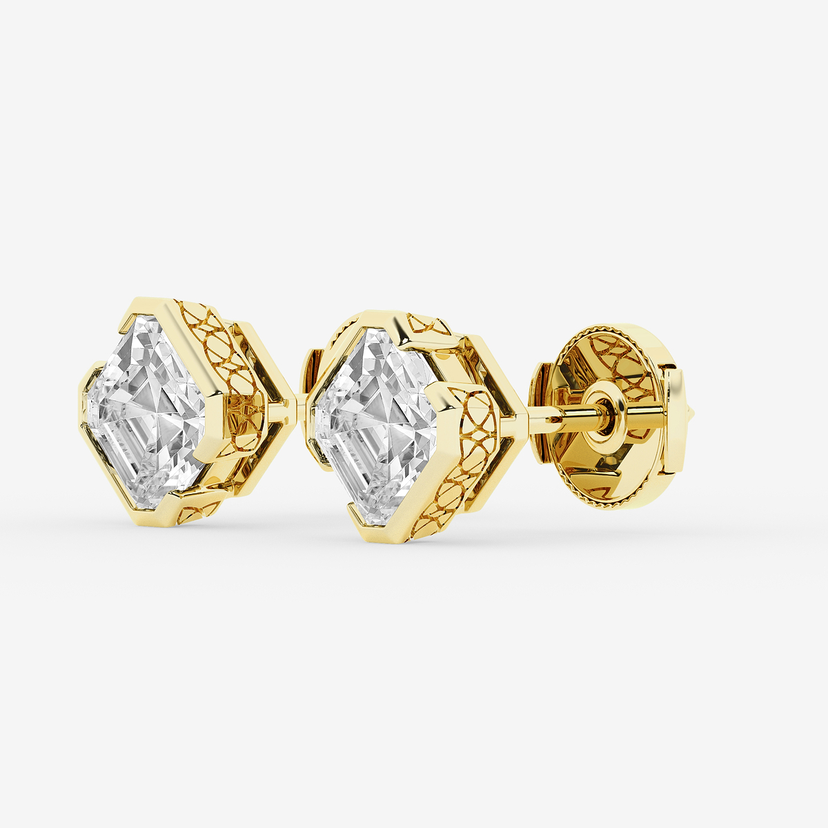 Additional Image 1 for  3 ctw Asscher Lab Grown Diamond Solitaire Stud Earrings