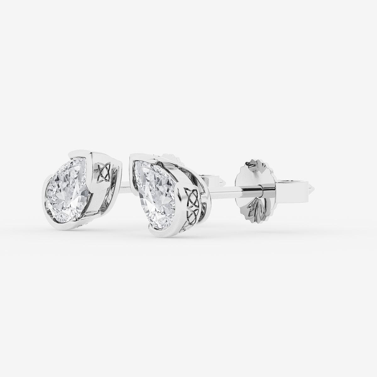 Additional Image 1 for  1 ctw Pear Lab Grown Diamond Solitaire Stud Earrings