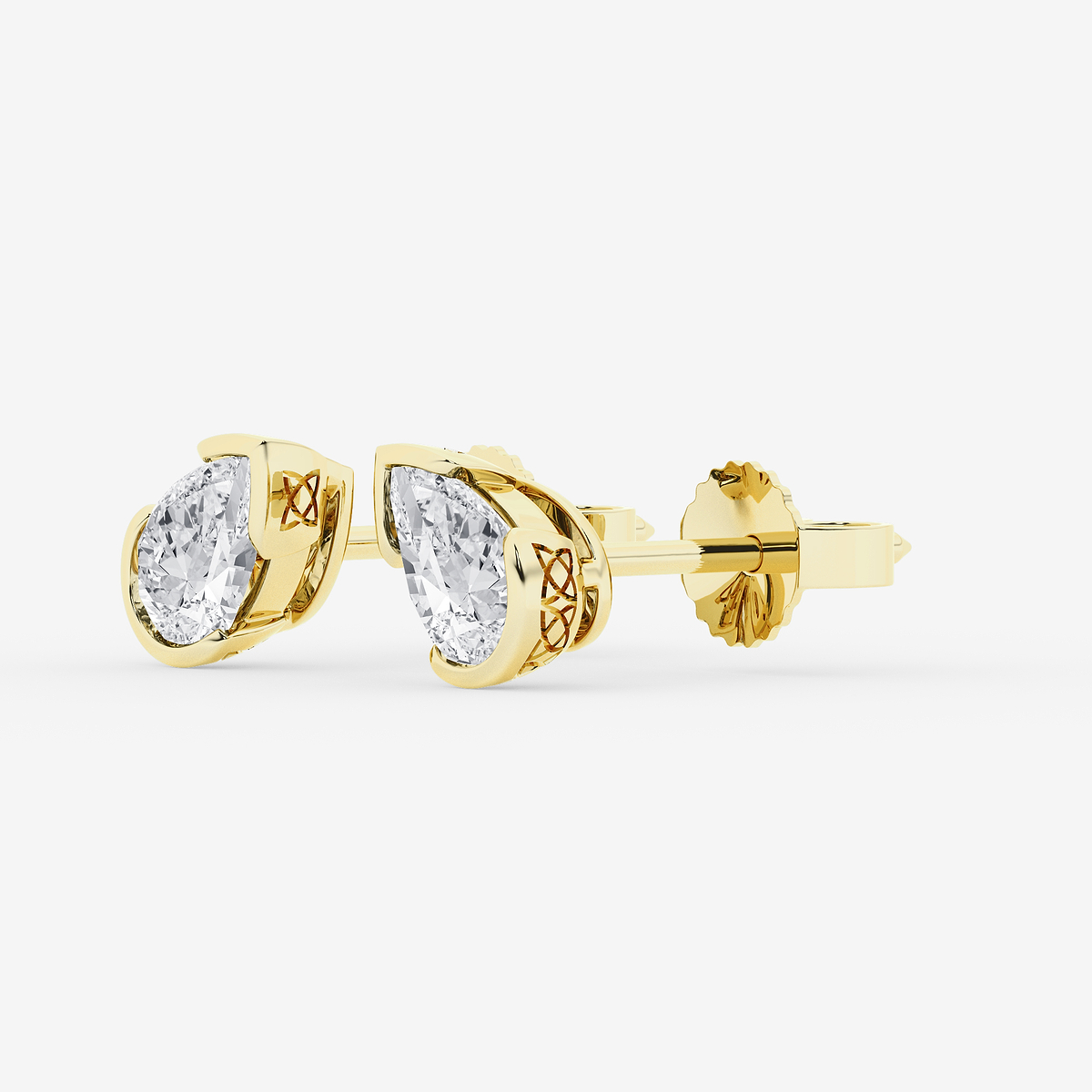 Additional Image 1 for  1 ctw Pear Lab Grown Diamond Solitaire Stud Earrings