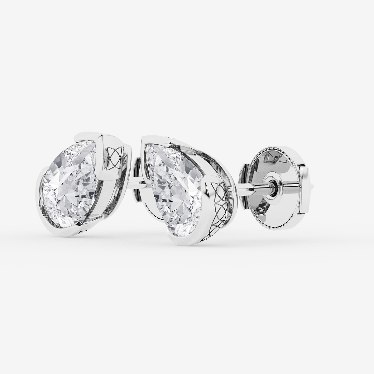 Additional Image 1 for  3 ctw Pear Lab Grown Diamond Solitaire Stud Earrings