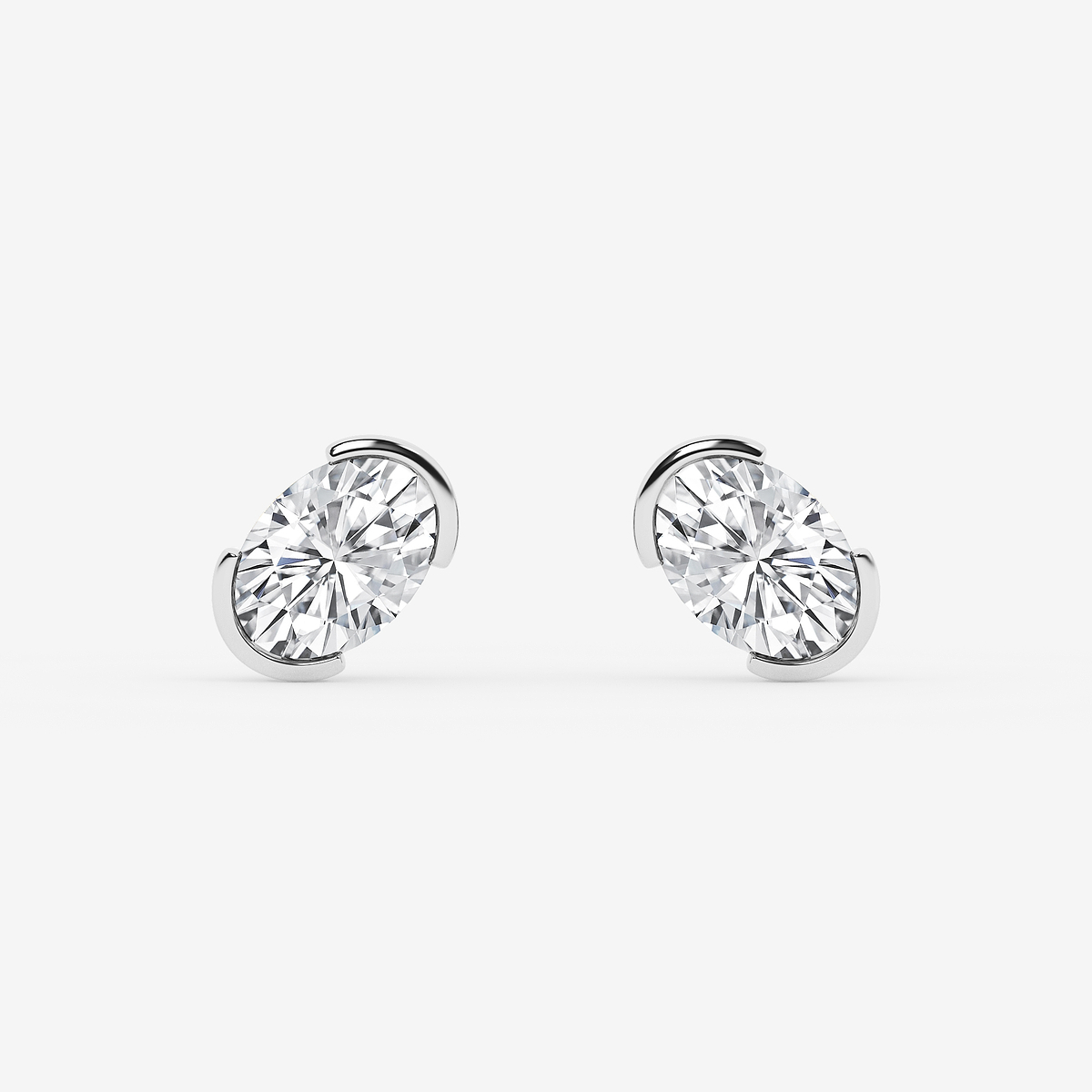 1 ctw Oval Lab Grown Diamond Solitaire Stud Earrings