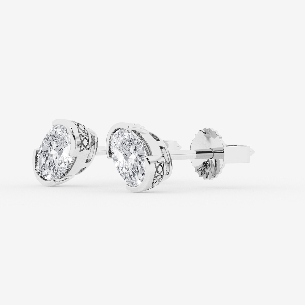 Additional Image 1 for  1 ctw Oval Lab Grown Diamond Solitaire Stud Earrings
