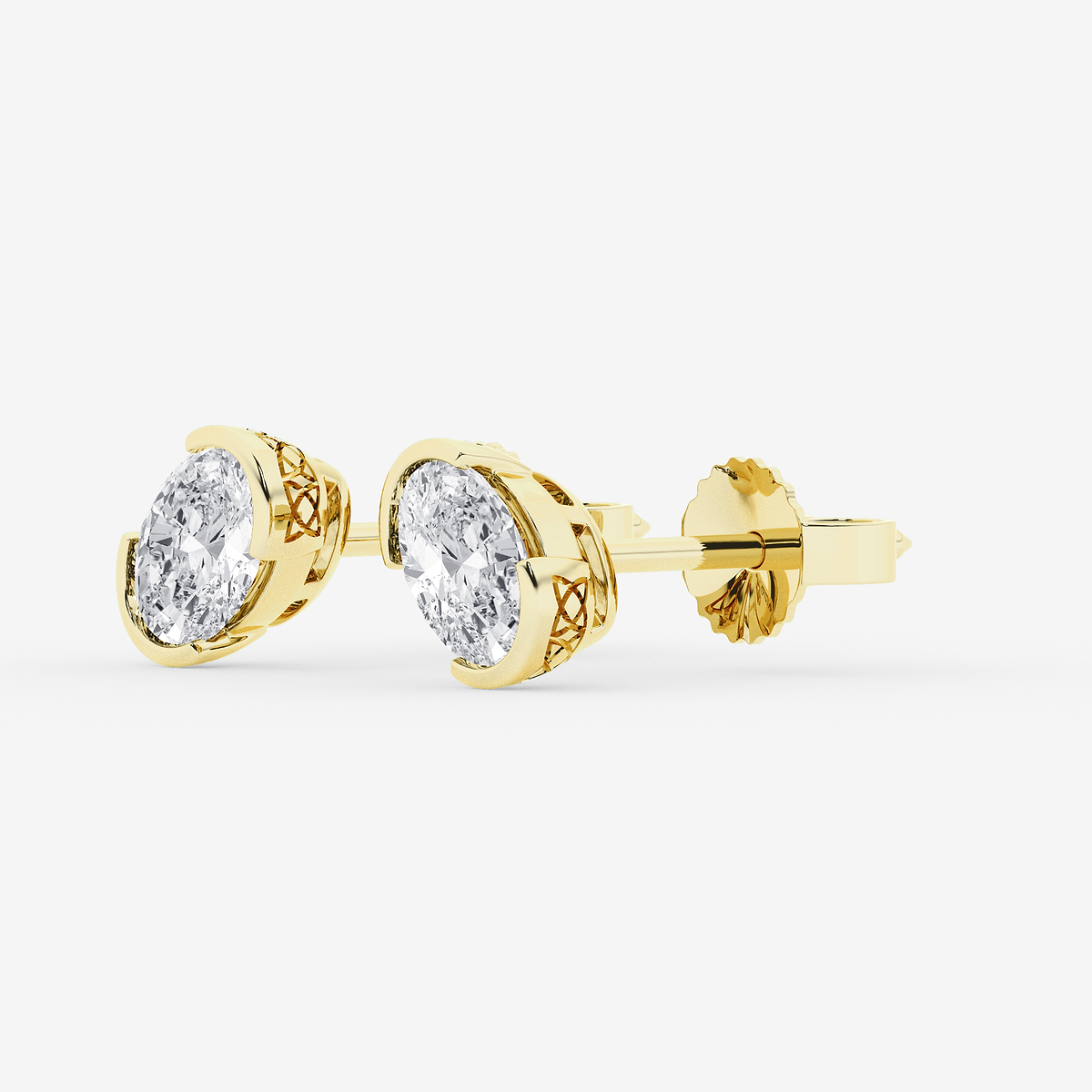 Additional Image 1 for  1 ctw Oval Lab Grown Diamond Solitaire Stud Earrings