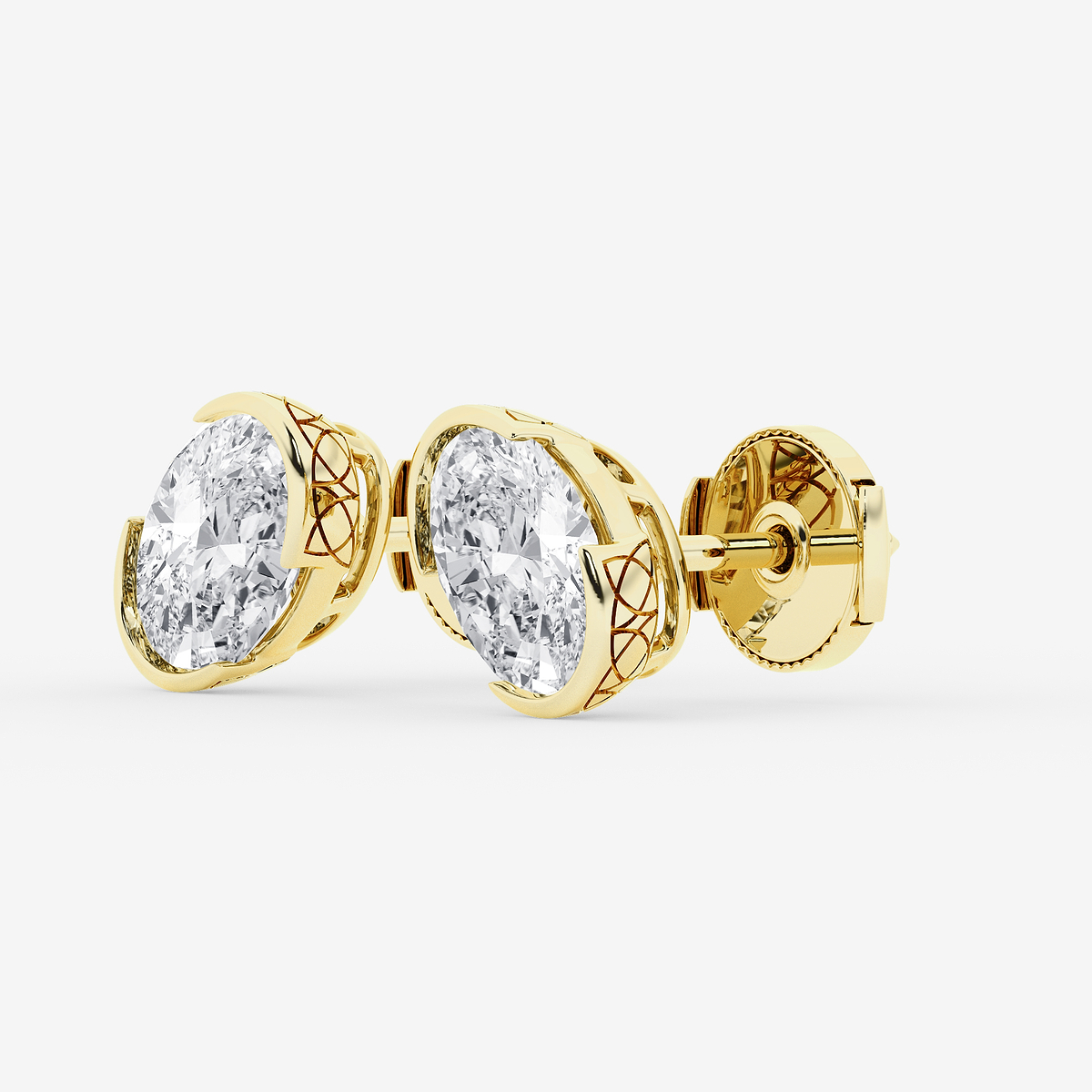Additional Image 1 for  3 ctw Oval Lab Grown Diamond Solitaire Stud Earrings