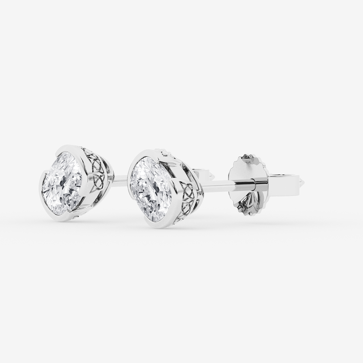 Additional Image 1 for  1 ctw Elongated Cushion Lab Grown Diamond Solitaire Stud Earrings