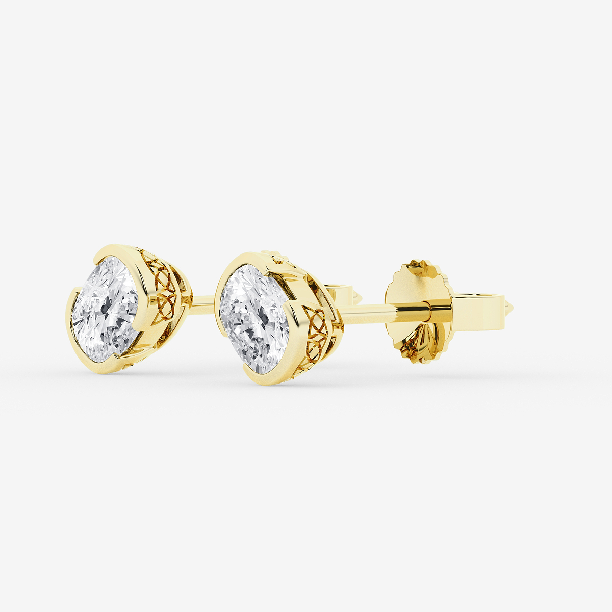 Additional Image 1 for  1 ctw Elongated Cushion Lab Grown Diamond Solitaire Stud Earrings