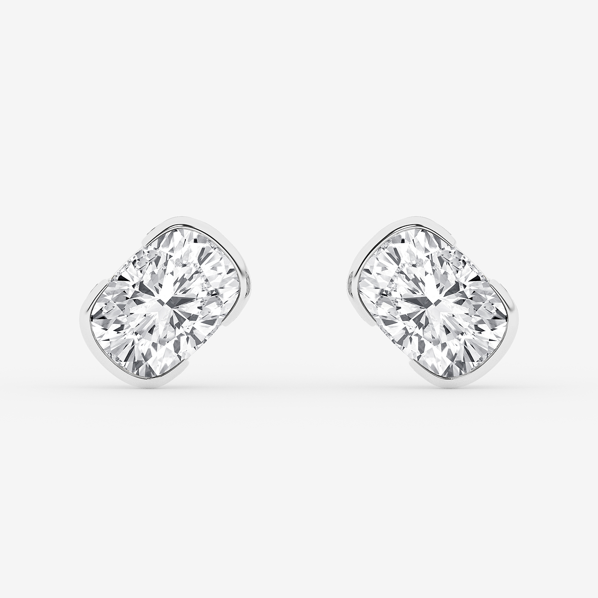 3 ctw Elongated Cushion Lab Grown Diamond Solitaire Stud Earrings
