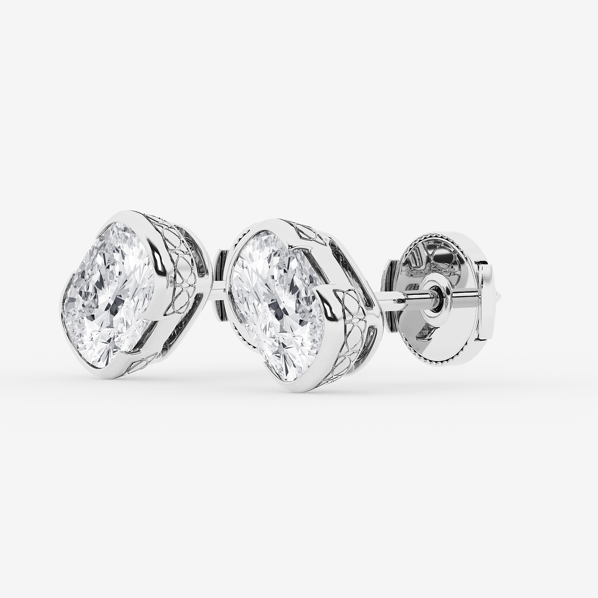 Additional Image 1 for  3 ctw Elongated Cushion Lab Grown Diamond Solitaire Stud Earrings