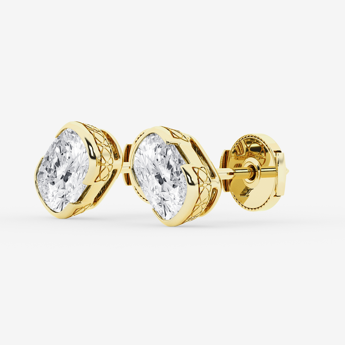 Additional Image 1 for  3 ctw Elongated Cushion Lab Grown Diamond Solitaire Stud Earrings