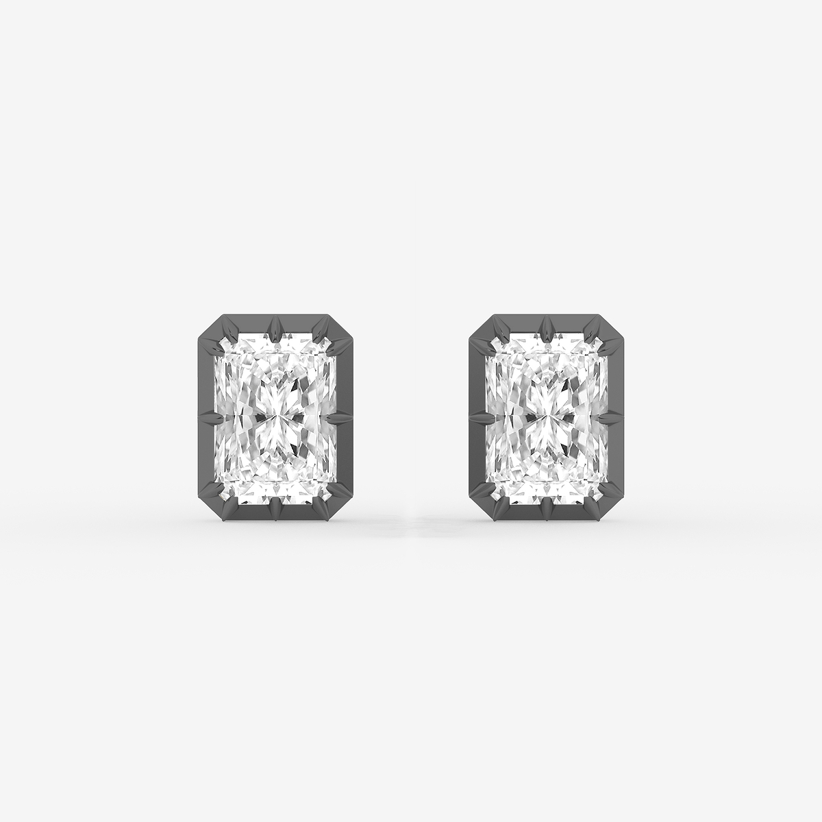 2 1/3 ctw Radiant Lab Grown Diamond Georgian Prong Setting Stud Earrings With Black Rhodium