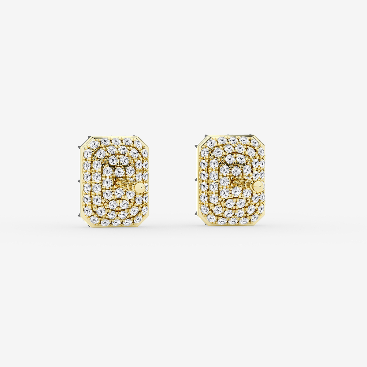 Additional Image 2 for  2 1/3 ctw Radiant Lab Grown Diamond Georgian Prong Setting Stud Earrings With Black Rhodium