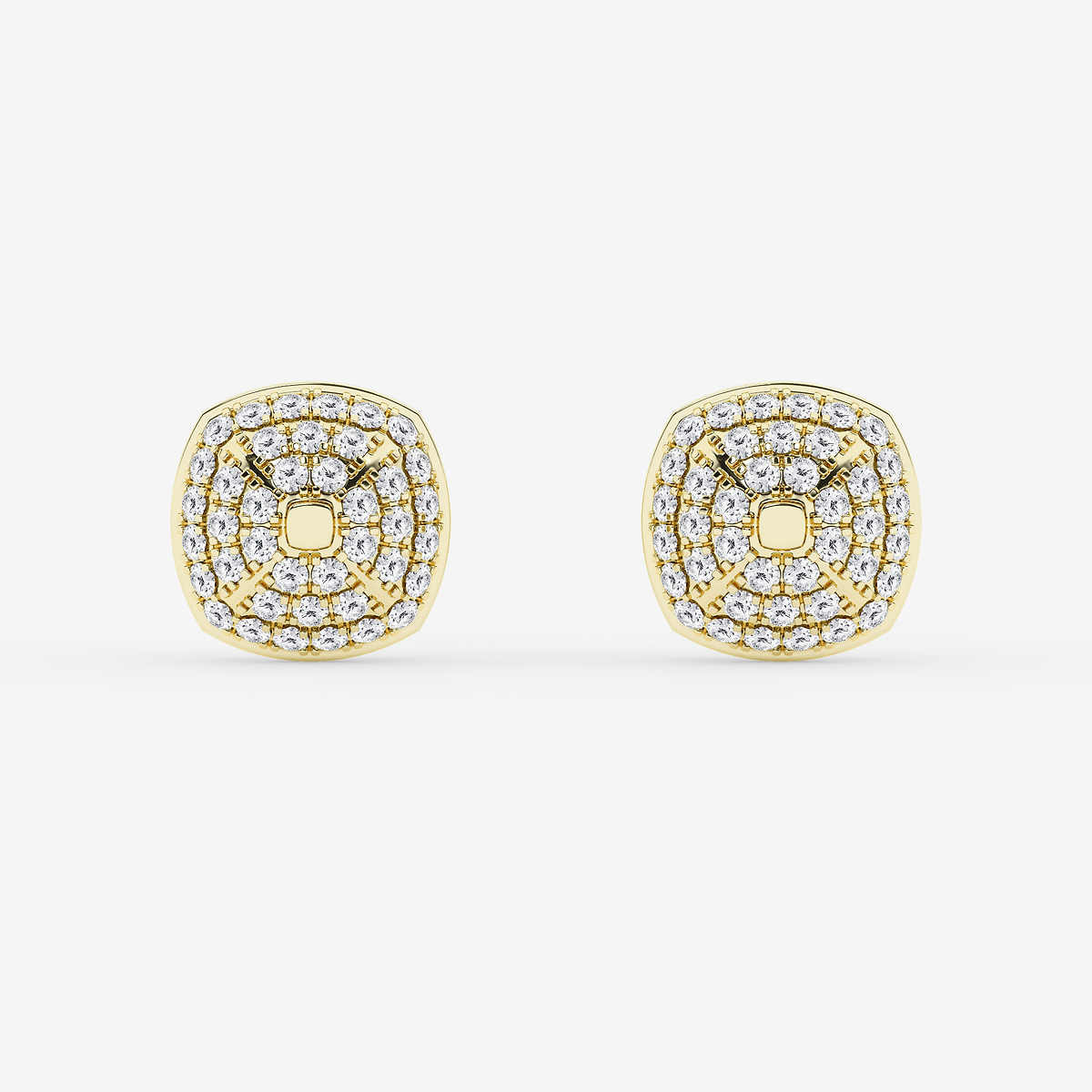 Additional Image 2 for  2 1/3 ctw Cushion Lab Grown Diamond Georgian Prong Setting Stud Earrings With Black Rhodium