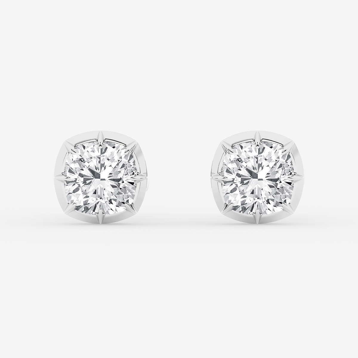 2 1/3 ctw Cushion Lab Grown Diamond Georgian Prong Setting Stud Earrings