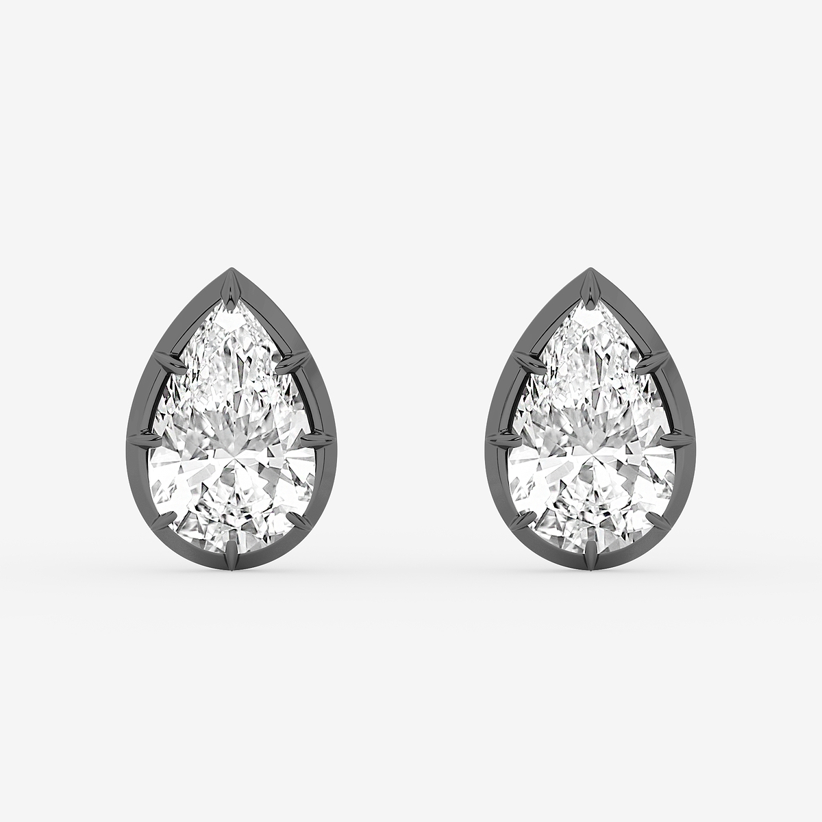 2 1/3 ctw Pear Lab Grown Diamond Georgian Prong Setting Stud Earrings With Black Rhodium