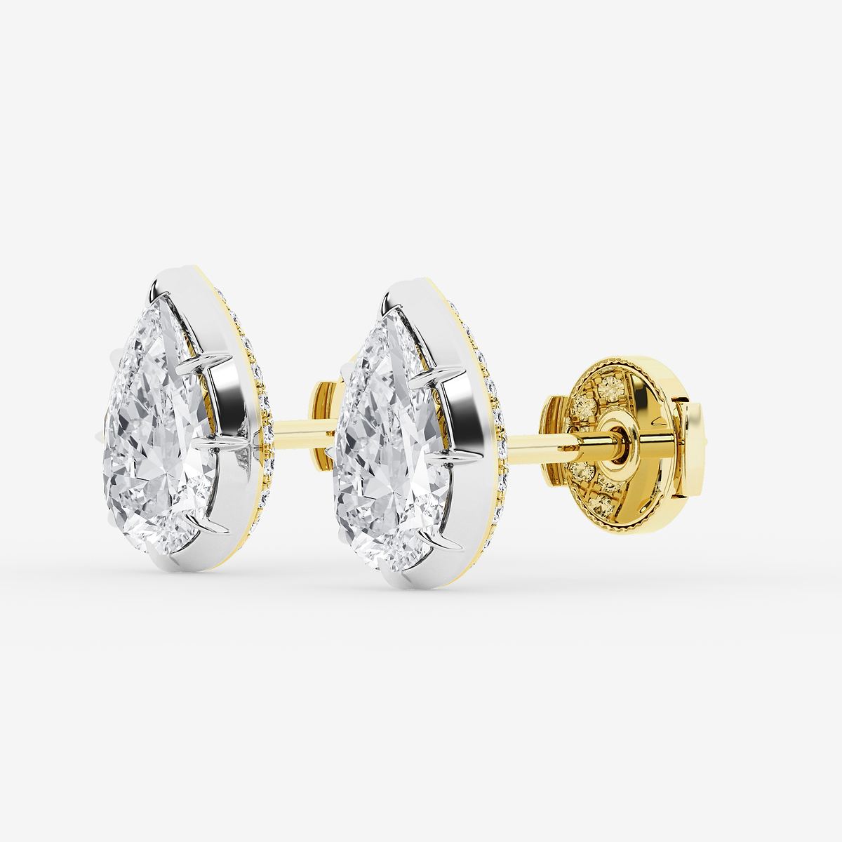 Additional Image 1 for  2 1/3 ctw Pear Lab Grown Diamond Georgian Prong Setting Stud Earrings