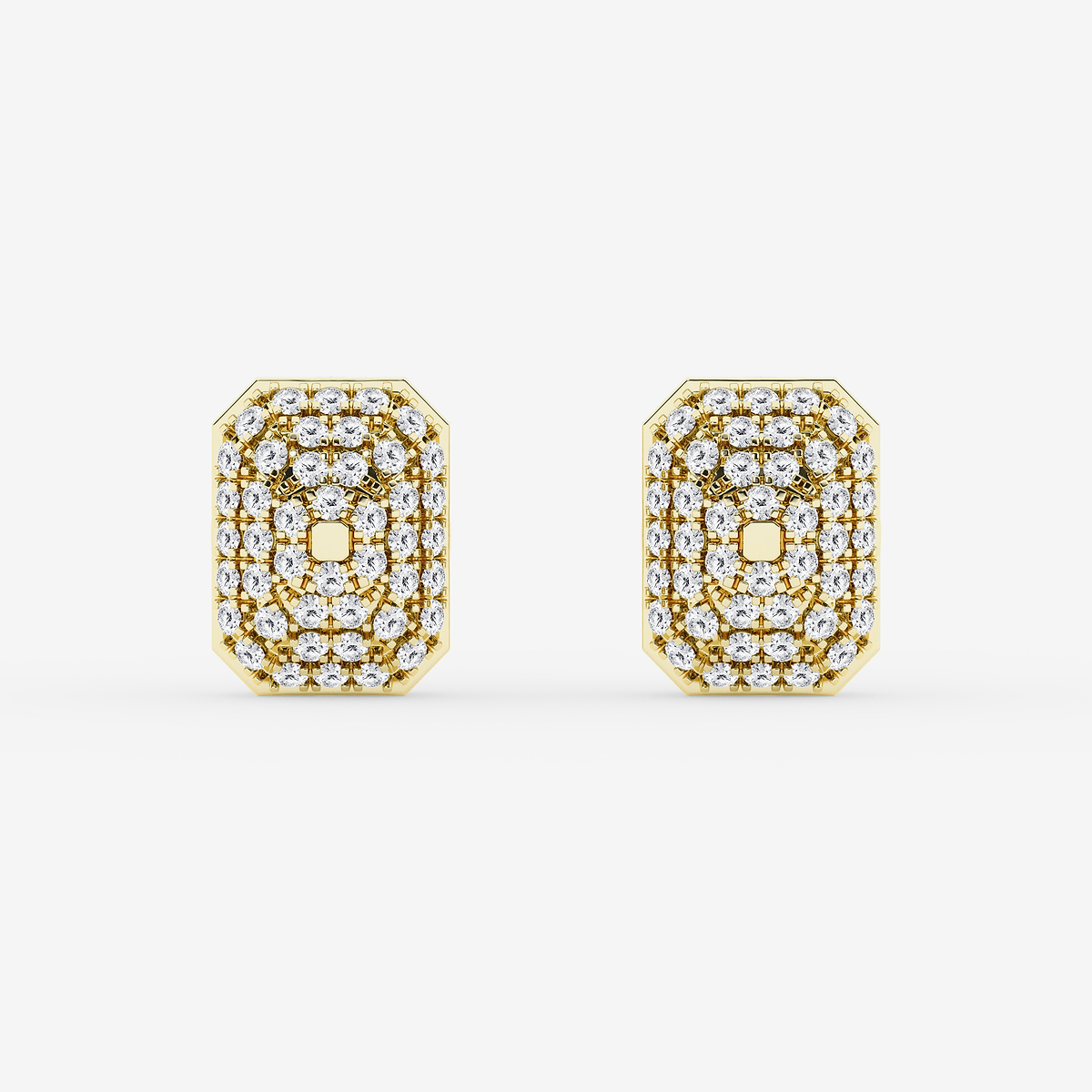 Additional Image 2 for  2 1/3 ctw Emerald Lab Grown Diamond Georgian Prong Setting Stud Earrings With Black Rhodium