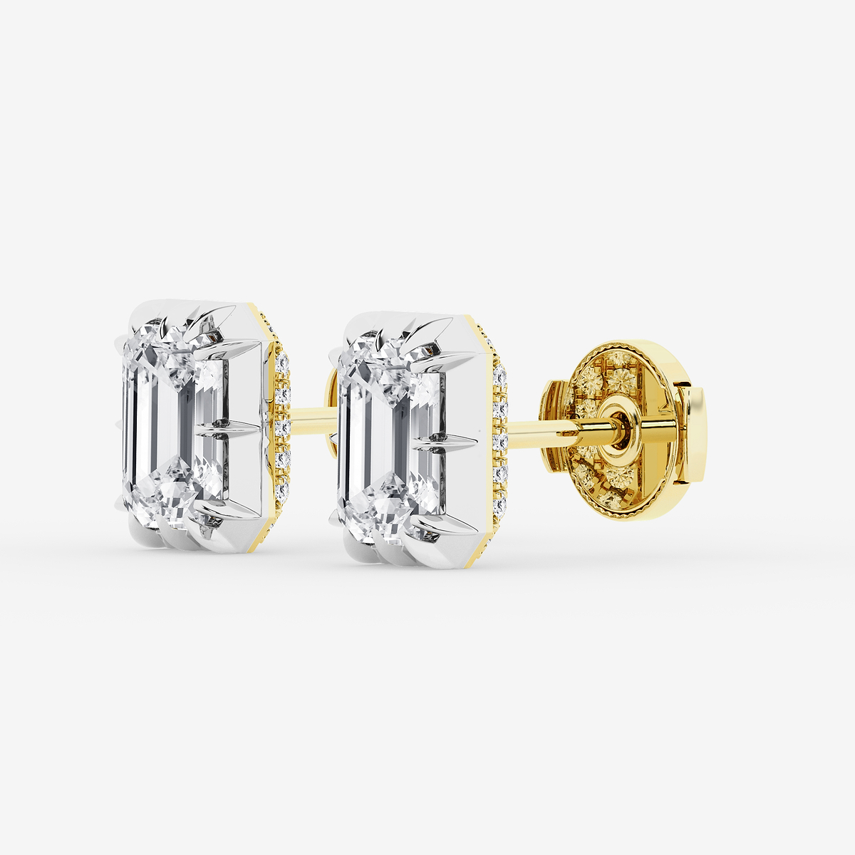 Additional Image 1 for  2 1/3 ctw Emerald Lab Grown Diamond Georgian Prong Setting Stud Earrings