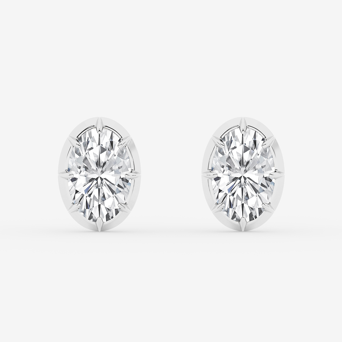 2 1/3 ctw Oval Lab Grown Diamond Georgian Prong Setting Stud Earrings