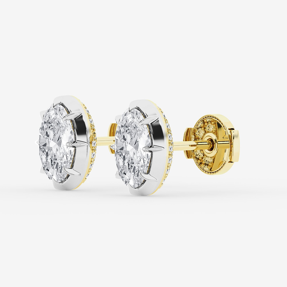 Additional Image 1 for  2 1/3 ctw Oval Lab Grown Diamond Georgian Prong Setting Stud Earrings