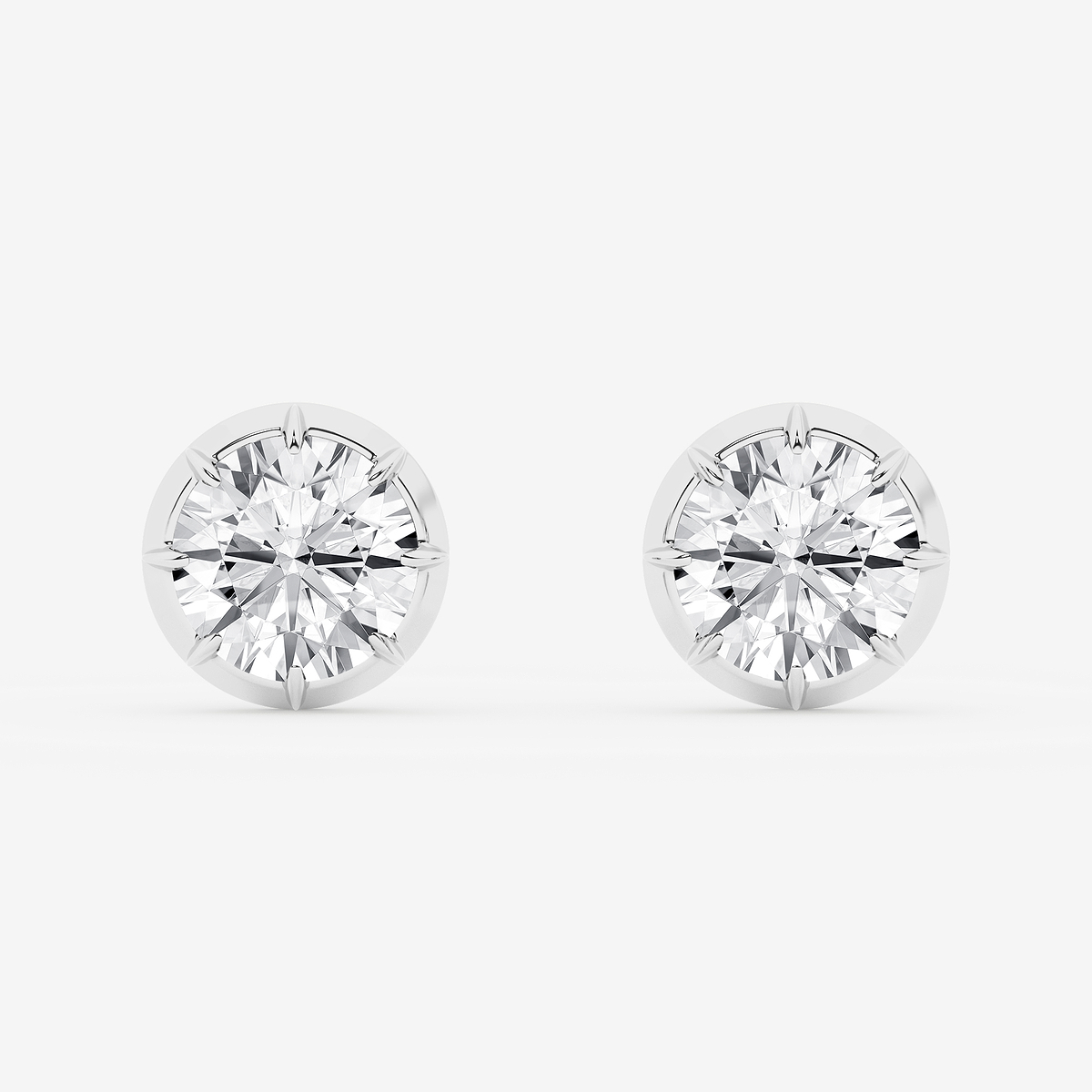 2 1/3 ctw Round Lab Grown Diamond Georgian Prong Setting Stud Earrings