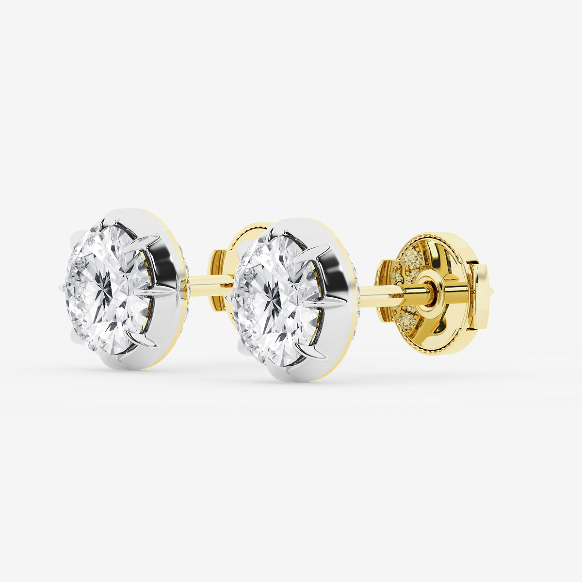 Additional Image 1 for  2 1/3 ctw Round Lab Grown Diamond Georgian Prong Setting Stud Earrings