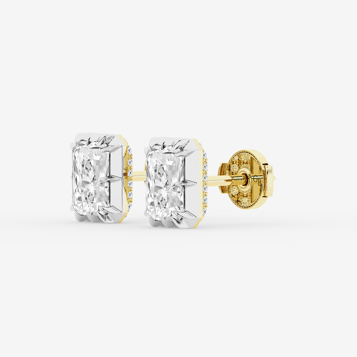 Additional Image 1 for  2 1/3 ctw Radiant Lab Grown Diamond Georgian Prong Setting Stud Earrings
