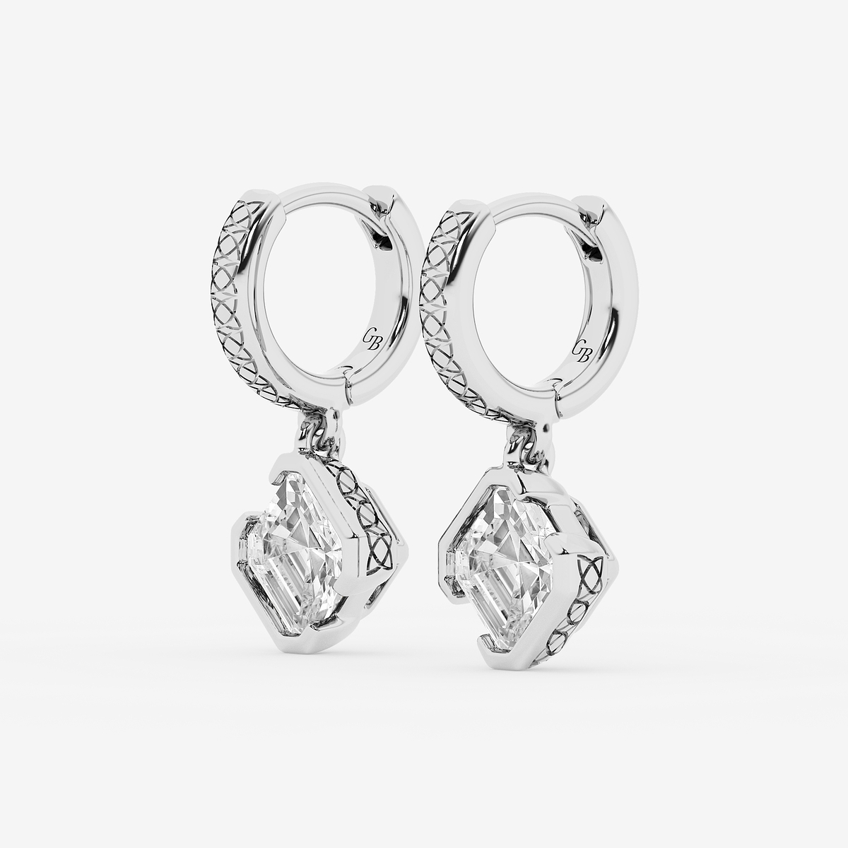 Additional Image 1 for  2 ctw Asscher Lab Grown Diamond Huggie Hoop Earrings