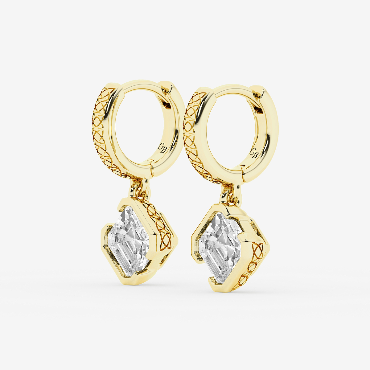 Additional Image 1 for  2 ctw Asscher Lab Grown Diamond Huggie Hoop Earrings