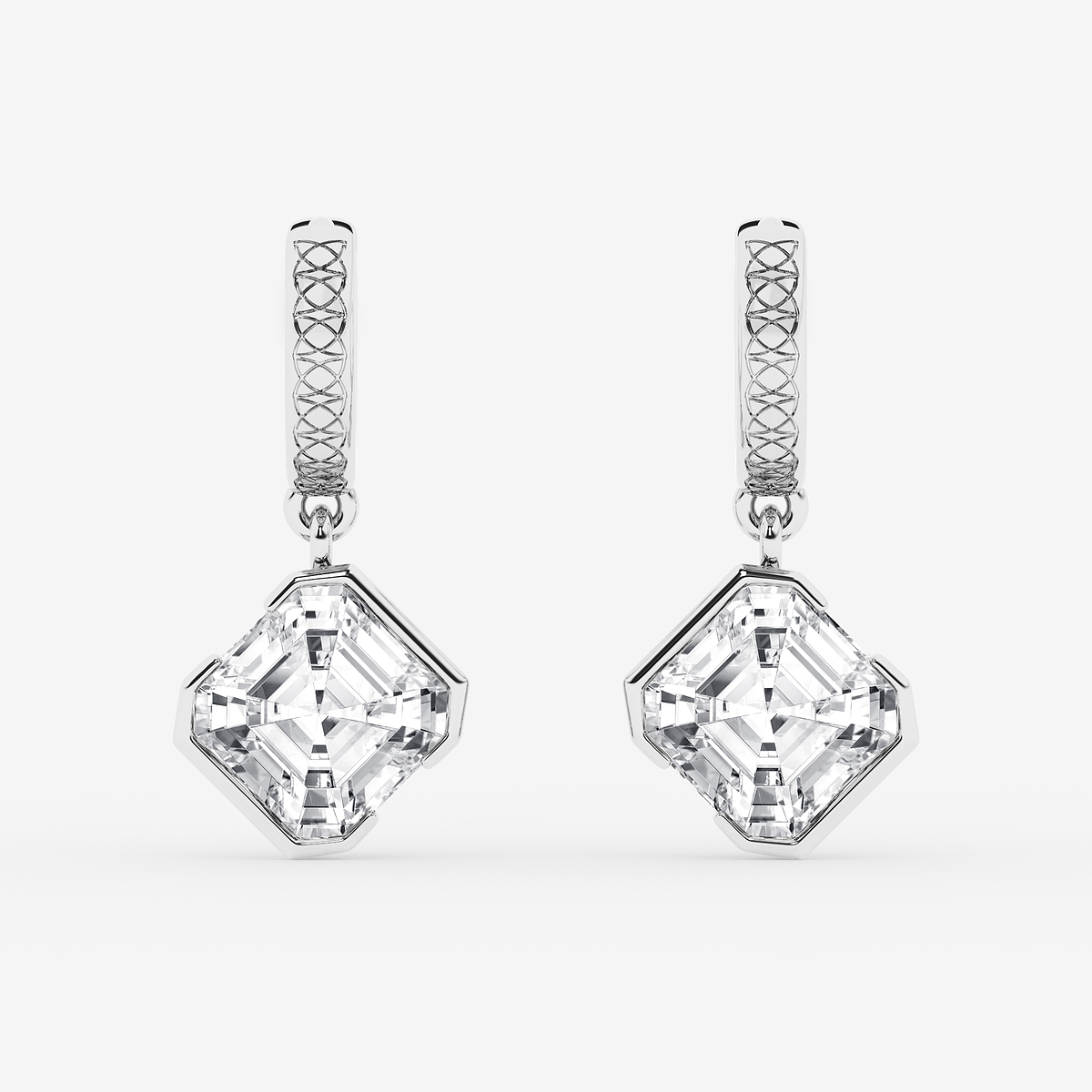 4 ctw Asscher Lab Grown Diamond Huggie Hoop Earrings