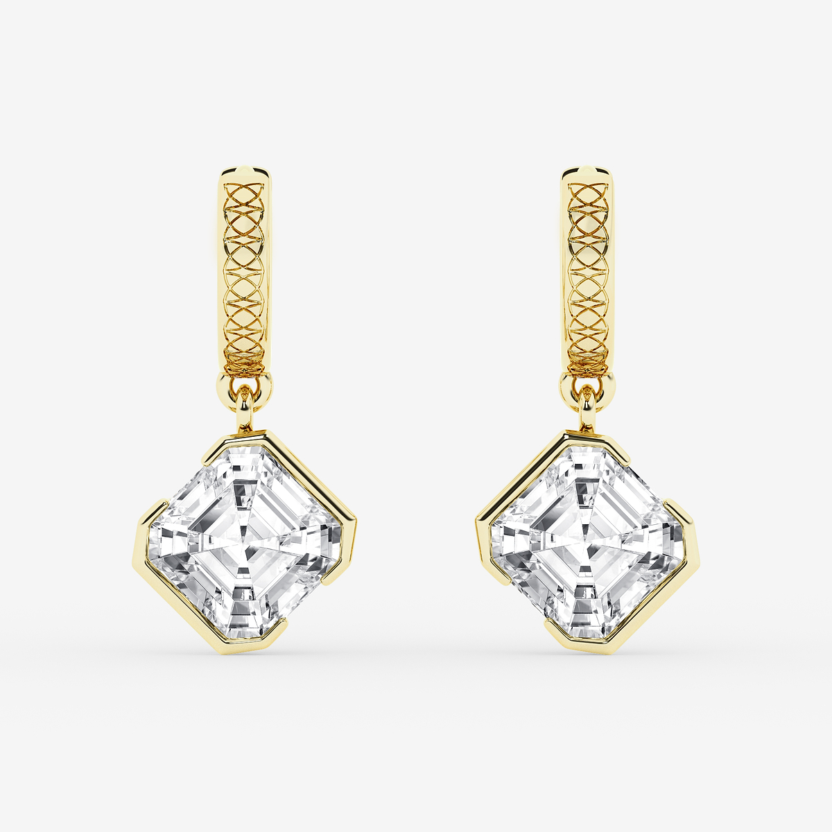 4 ctw Asscher Lab Grown Diamond Huggie Hoop Earrings