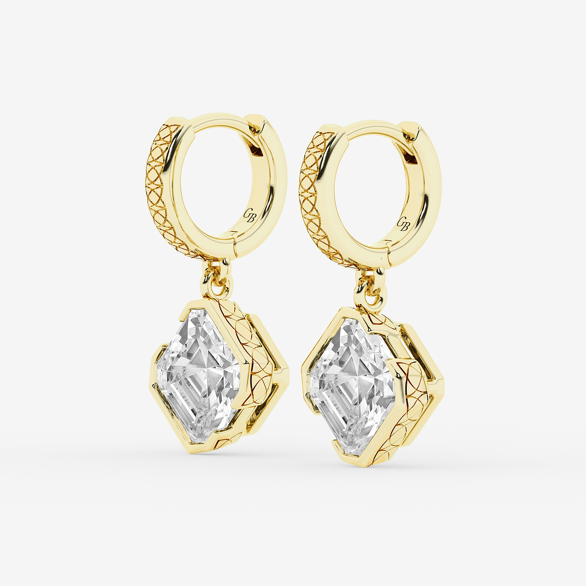 Additional Image 1 for  4 ctw Asscher Lab Grown Diamond Huggie Hoop Earrings