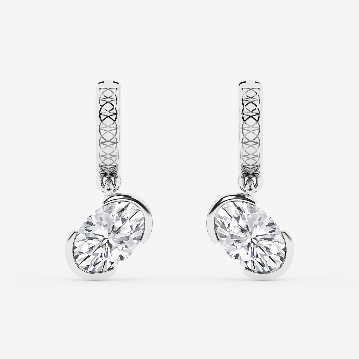 2 ctw Oval Lab Grown Diamond Huggie Hoop Earrings